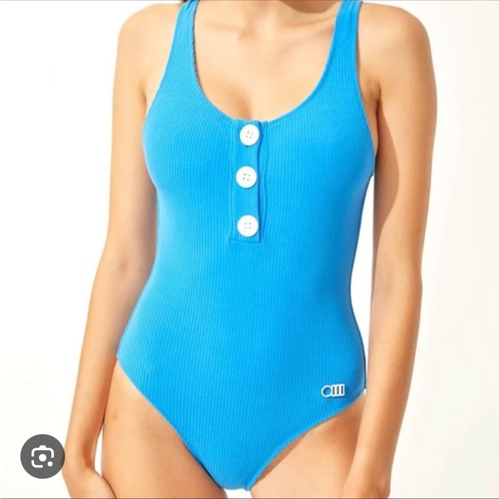 Solid & Striped The Anne-Marie Button One Piece - Azure Corduroy